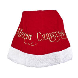 Embroidered Merry Christmas Textured Plush Border Tree Skirt
