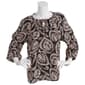 Womens Zac & Rachel 3/4 Sleeve Split Neck Leaves Blouse - image 1