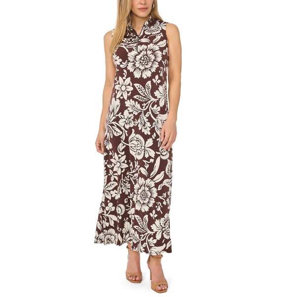 Petite MSK Sleeveless 1/2 Zip Neck Floral Maxi Dress