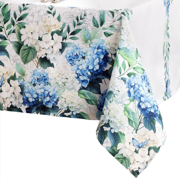 Threadmade Hydrangea Bloom Floral Double Border Tablecloth