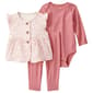 Baby Girl &#40;3-24m&#41; Carters&#40;R&#41; 3pc. Quilted Vest Bodysuit & Pant Set - image 1