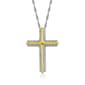 Sterling Silver White & Gold Cross on 18in Singapore Chain - image 1