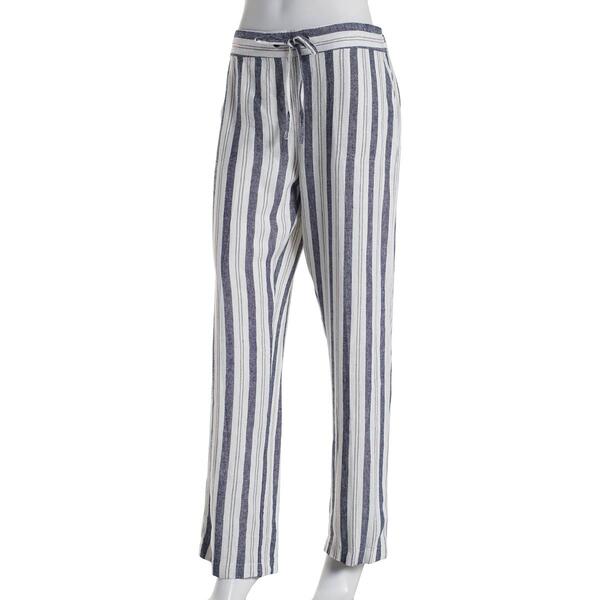Womens Per Se Stripe Linen Beach Pants - Navy/Grey - image 