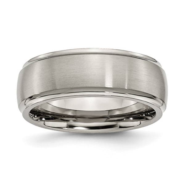 Mens Endless Affection(tm) 8mm Ridged Edge Dome Shaped Band - image 
