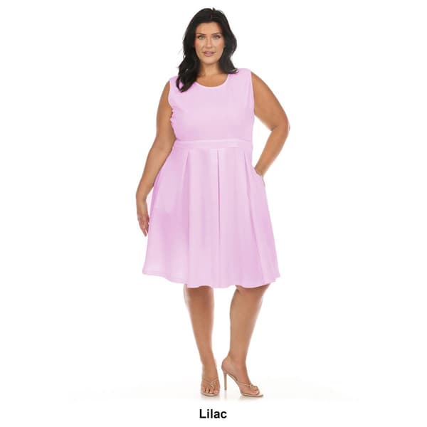 Plus Size White Mark Solid Fit and Flare Dress
