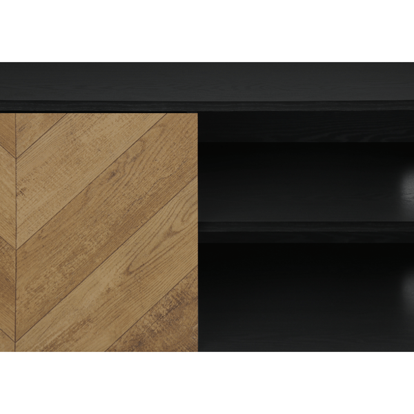 Monarch Specialties 72in. Black TV Stand with 2 Wood-Look Doors