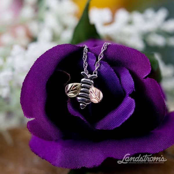 Black Hills Gold Sterling Silver Bee Pendant Necklace