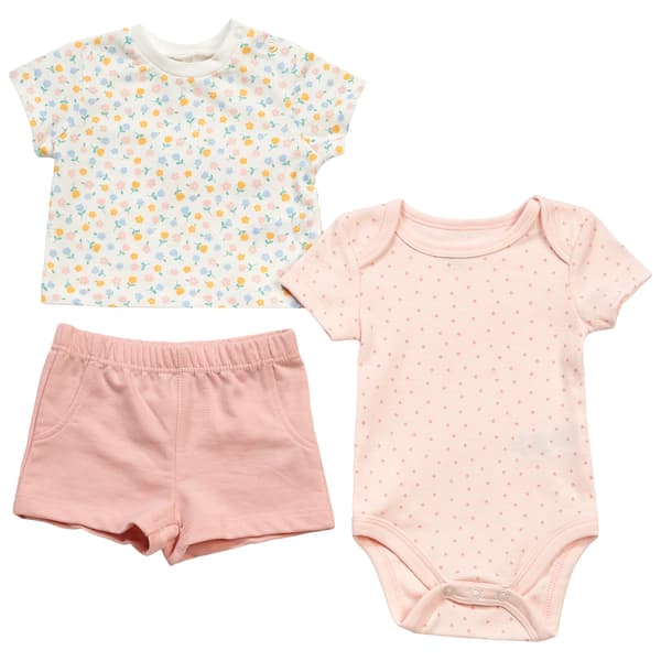 Baby Girl (NB-9M) baby views 3pc. Floral & Dots Shorts Set - image 