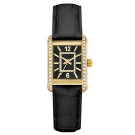 Womens Gold-Tone Black Sunray Crystal Dial Watch - 14875G-07-G02