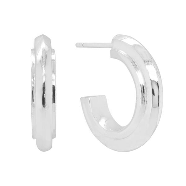 Marsala Sterling Silver 20mm C Hoop Post Earrings - image 