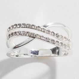 Ashley Cooper&#40;tm&#41; Silver Double Wrap Crystal Pave Ring