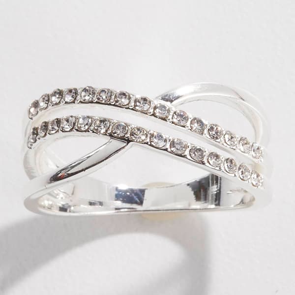 Ashley Cooper(tm) Silver Double Wrap Crystal Pave Ring - image 