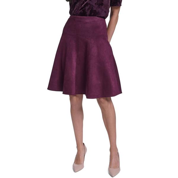 Petites Calvin Klein Pull On Midi Suede Skirt - image 