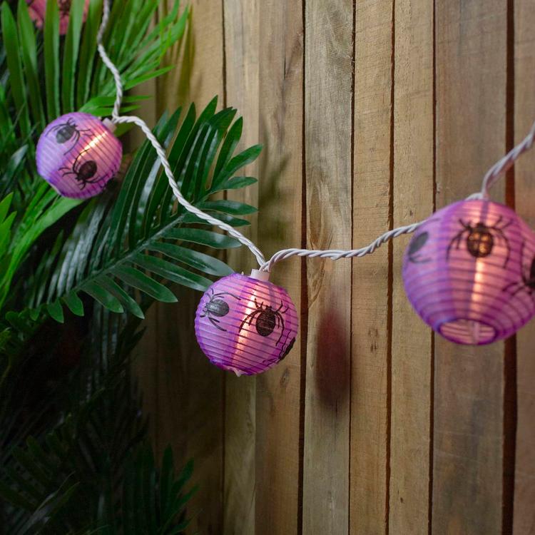 Northlight Seasonals 10ct. Purple Spider Paper Lantern Lights