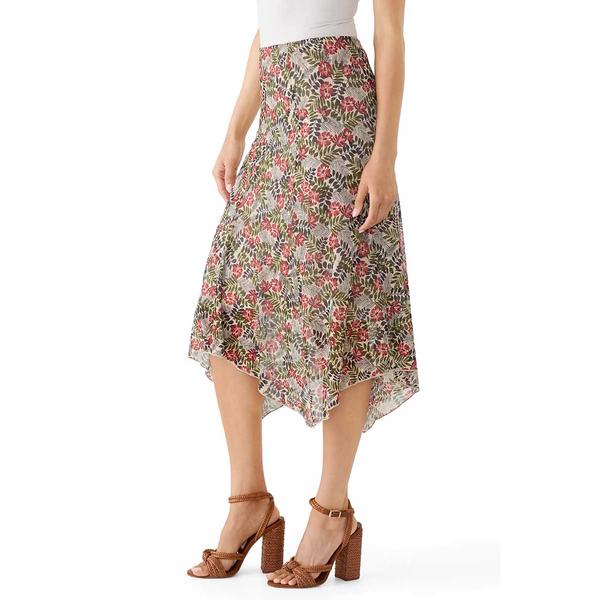 Juniors A. Byer Floral Mesh Shark Bite Midi Skirt