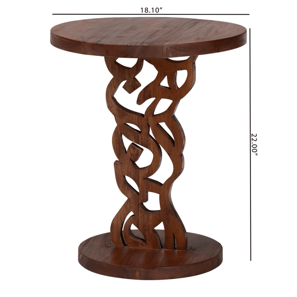 bali & pari Donna Mahogany Wood Nightstand with Pedestal Base