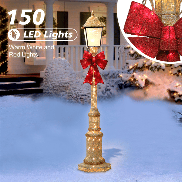 Puleo International 84in. Pre-Lit Warm White Outdoor Lamp Post