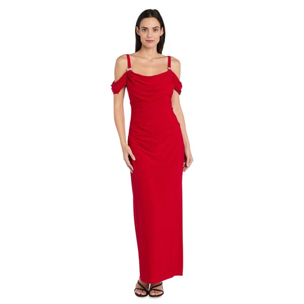 Womens R&M Richards Cold Shoulder Cowl Neck Evening Gown