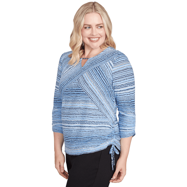 Petite Alfred Dunner Business As Usual Splice Stripe Blouse