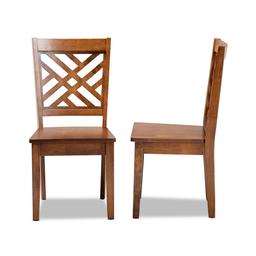 Baxton Studio Caron Walnut Brown Wood 2pc. Dining Chair Set