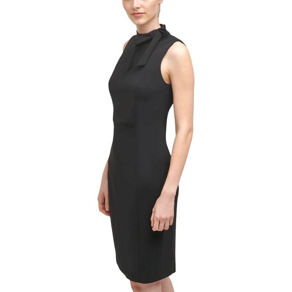 Womens Calvin Klein Sleeveless Crepe Tie Neck Sheath Dress