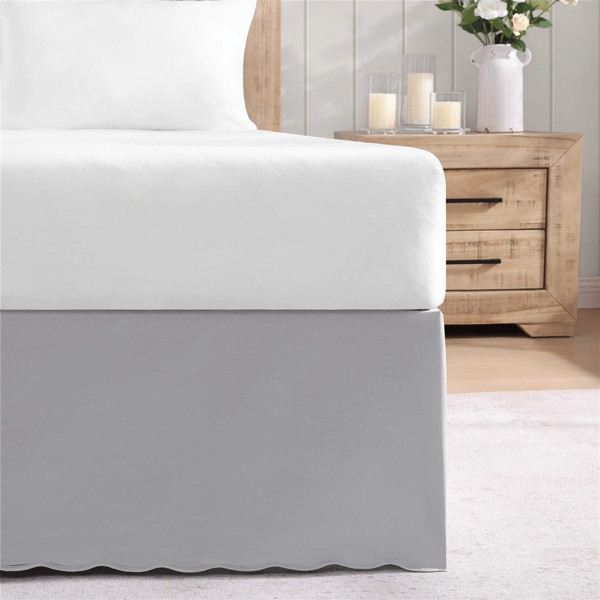 Stone Cottage Solid Scallop Grey Tailored Bed Skirt