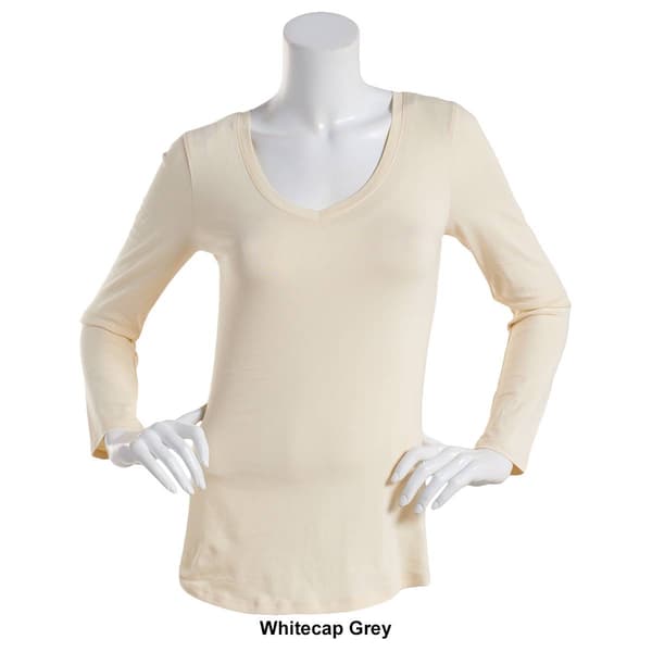 Juniors Aveto Long Sleeve Basic V-Neck Solid Tee