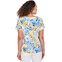 Womens Hearts of Palm Printed Essentials Watercolor Floral Tee