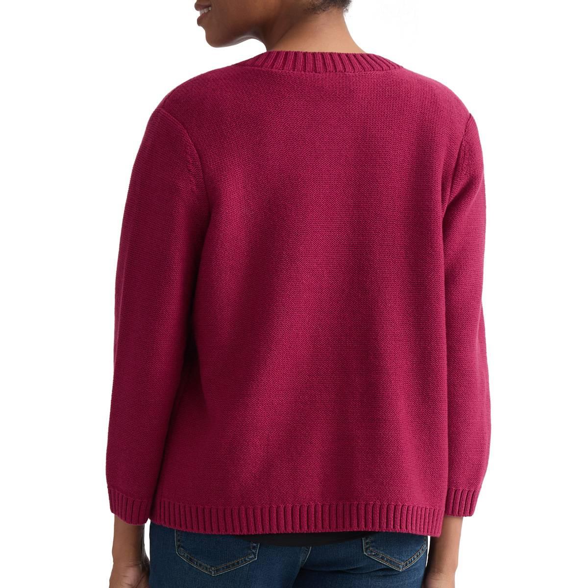Petite Jones New York 3/4 Sleeve Gold Button Front Cardigan