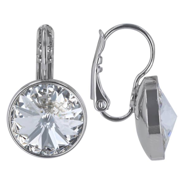 Crystal Colors Silver Plated Leverage Crystal Drop Earrings - image 