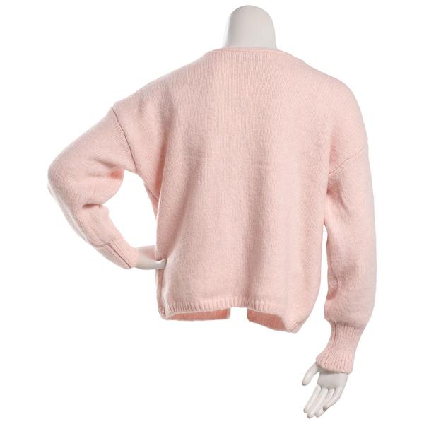 Juniors Pink Rose Drop Shoulder Open Front Cardigan- Solid