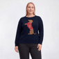 Plus Size Rio & Rian Long Sleeve Weiner Dog Sweater - image 1