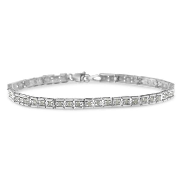Diamond Classics&#40;tm&#41;  Silver Diamond Encrusted Link Bracelet - image 