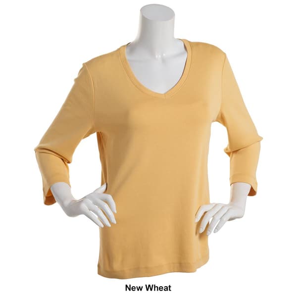 Womens Preswick & Moore&#174; 3/4 Sleeve V-Neck Solid Tee