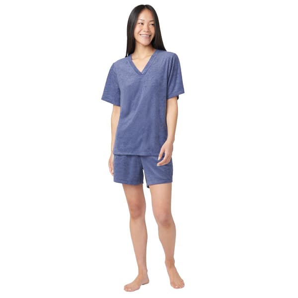 Womens HUE&#40;R&#41; Short Sleeve Solid Terry Boxer Pajama Set - image 