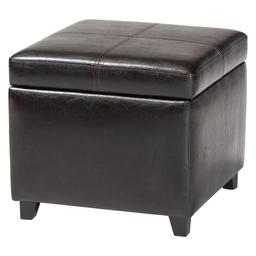 Baxton Studio Leather Storage Cube Ottoman - Dark Brown