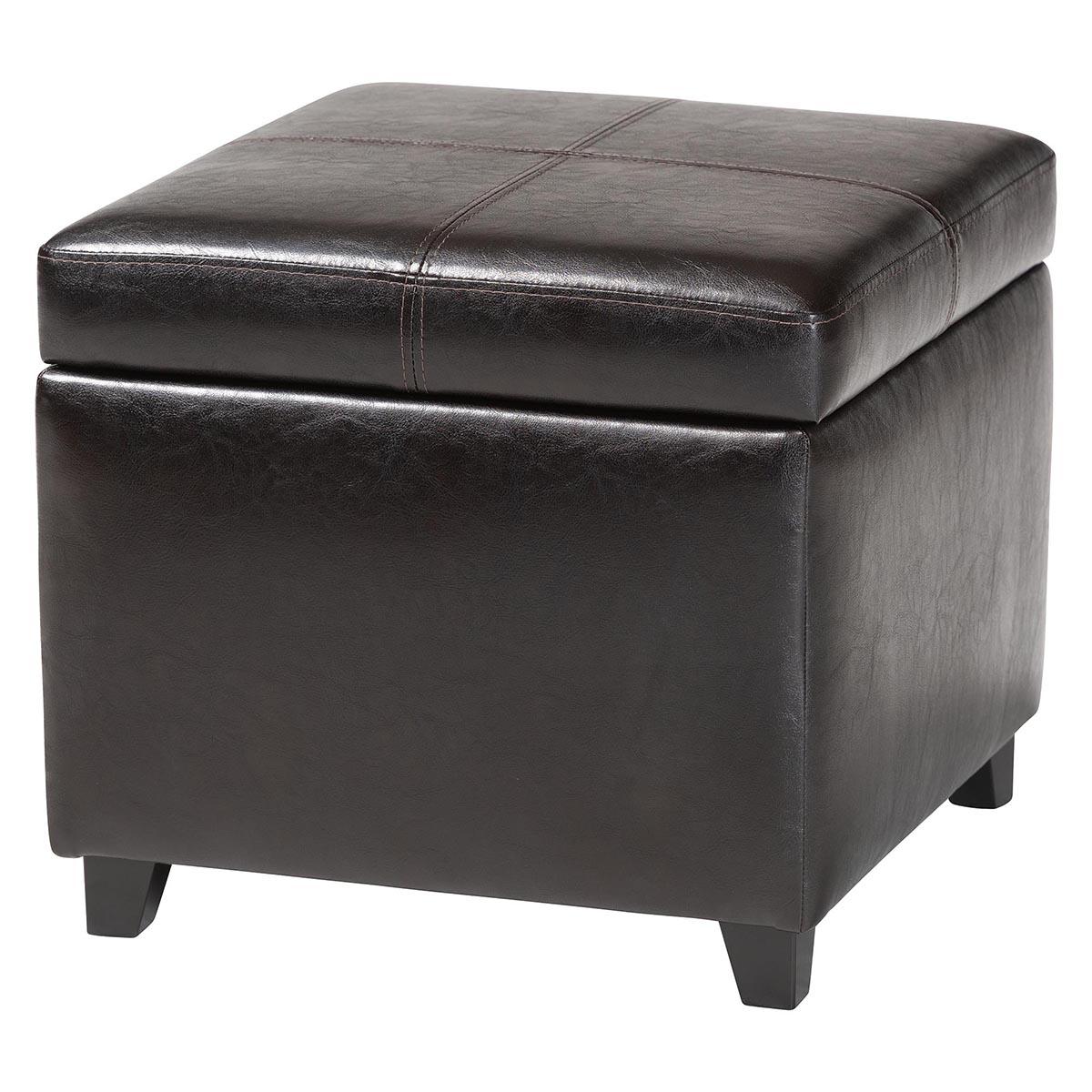 Baxton Studio Leather Storage Cube Ottoman - Dark Brown