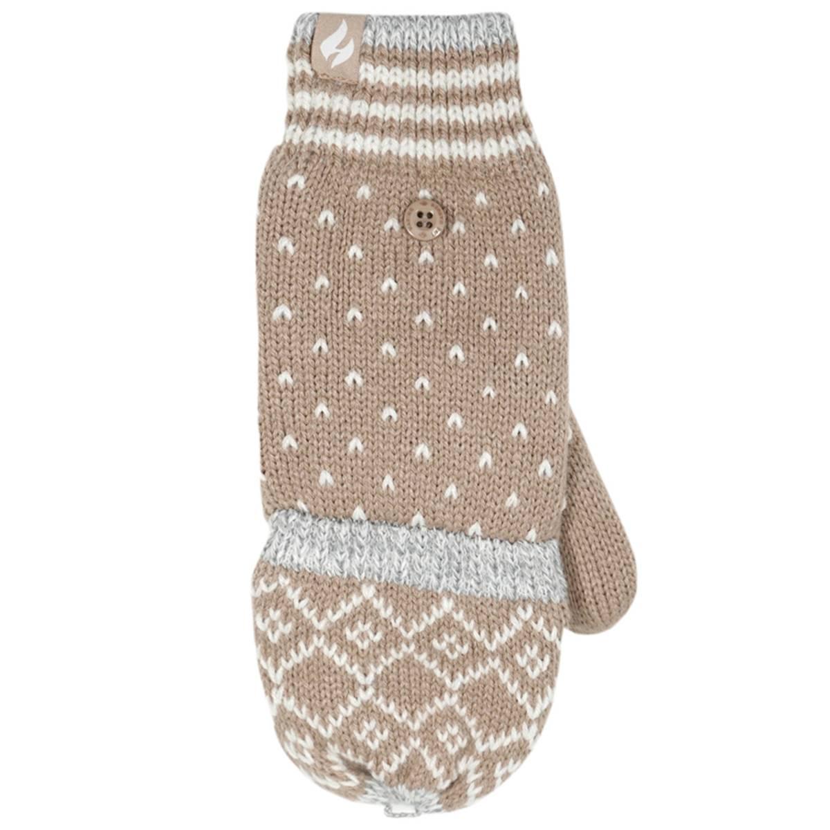 Womens Heat Holders Vienna Fair Isle Converter Mitten - Beige