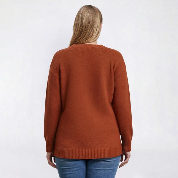 Plus Size Emily Daniels Long Sleeve Solid Crew Neck Sweater