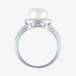 Gemstone Classics™ Lab Grown White Sapphire & Pearl Halo Ring