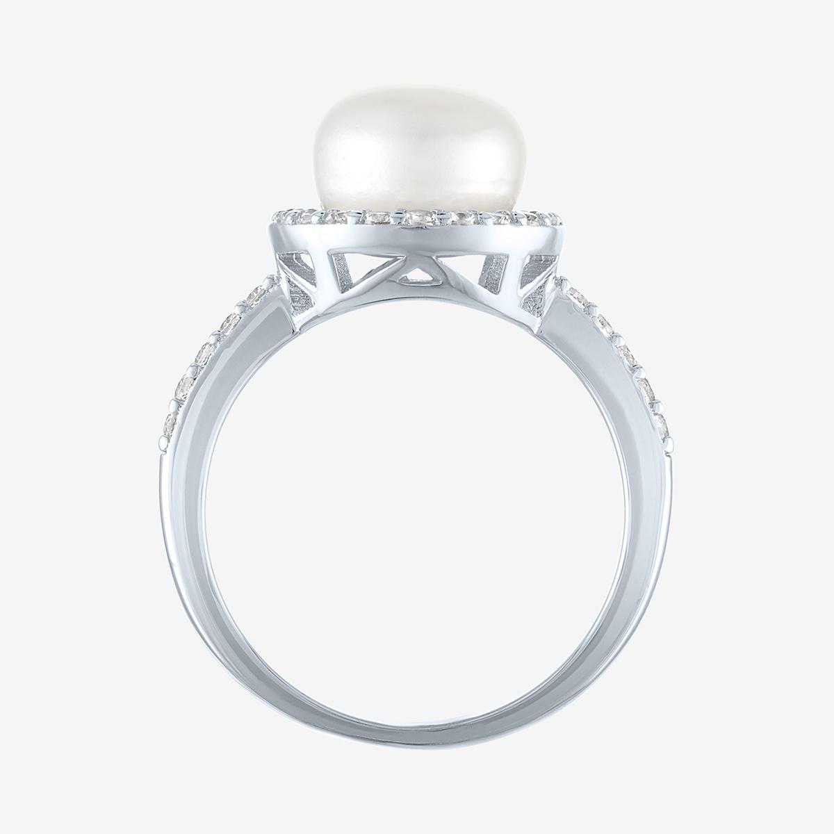 Gemstone Classics™ Lab Grown White Sapphire & Pearl Halo Ring
