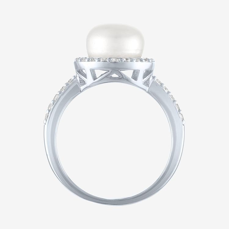 Gemstone Classics™ Lab Grown White Sapphire & Pearl Halo Ring