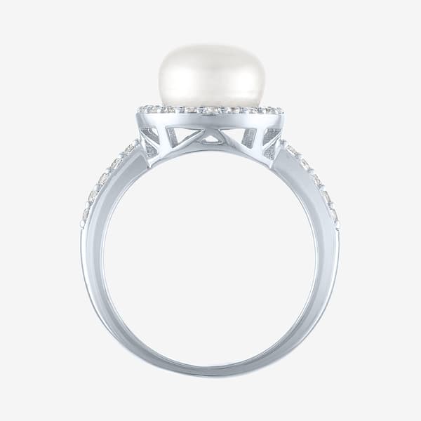 Gemstone Classics™ Lab Grown White Sapphire & Pearl Halo Ring
