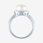 Gemstone Classics™ Lab Grown White Sapphire & Pearl Halo Ring - image 2