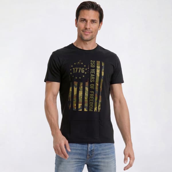 Mens Home of the Brave 250 Years Camo Flag Graphic Tee - image 