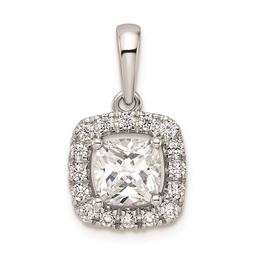 Pure Fire 14kt. White Gold White Sapphire Halo Pendant