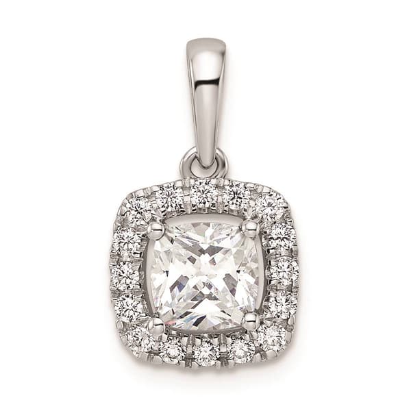 Pure Fire 14kt. White Gold White Sapphire Halo Pendant - image 