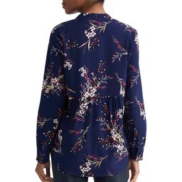 Womens Jones New York Long Sleeve Split Neck Floral Blouse
