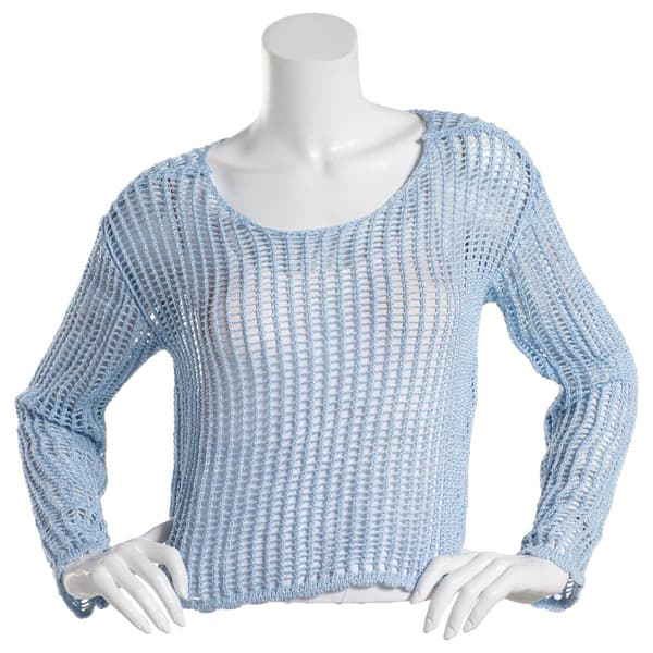 Juniors No Comment Shimmer Open Knit Sweater