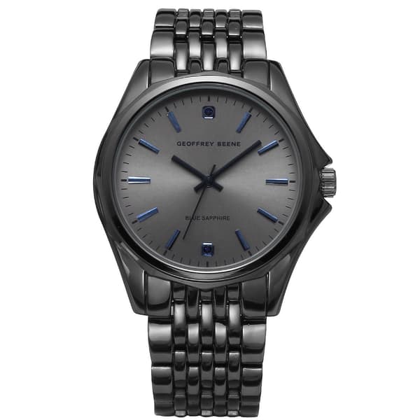 Mens Geoffrey Beene Gunmetal-Tone Blue Sapphire Watch - GBB0028GU - image 